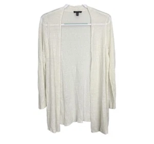 Eileen Fisher Ivory Open Cardigan Linen Blend  Lightweight Women's Size PL FLAW - Picture 1 of 5