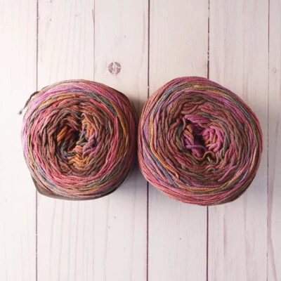 Lana Grossa Fresco ~ Lot of 2 ~ #2 Floral ~ Self-Striping ~ Chainette ~ Soft - Image 1 of 4