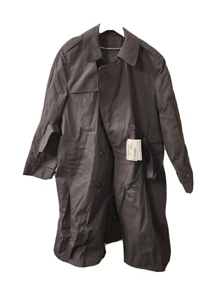 Defense Logistics Agency Garrison US ARMY BLACK DOUBLE BREASTED TRENCH COAT 40R - Image 1 of 4