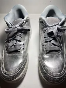 Nike Air Jordan Youth taglia 4 cromo argento pelle bianca - Foto 1 di 9