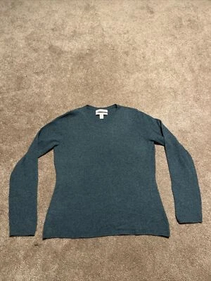 Suéter Pullover Mujer Ellen Tracy Verde Azul 100% Cachemira Medio Cuello Redondo Foto 1 de 4