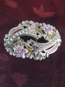 Vintage Rhinestone Flowered Belt Buckle - Picture 1 of 5