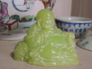 Alte chinesische grüne Stein Buddha Figur Statuette - Bild 1 von 12