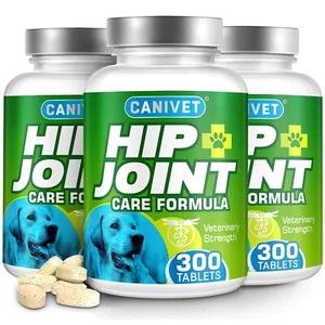 CANIVET Dog Hip and Joint Supplement 3 Tubs each 300 Tablets OFFER | UK MADE |