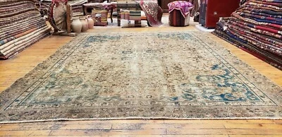 Alfombra Oushak armenia antigua de finales de 1900 tinte silenciado, pila de lana 7'2"x9'2" Foto 1 de 4