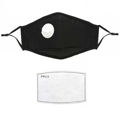 10 PACK Reusable Dual Air Breathing Valve Face Mask Cover 20 Replacement Filters - Image 1 of 4