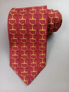 Brooks Makers Men's Necktie EQUESTRIAN Red Gold Old Money 100% Silk Power Tie - Picture 1 of 6