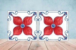 Juego de 2 azulejos de pared de cerámica española cocina mediterránea decoración salpicadero - Imagen 1 de 6