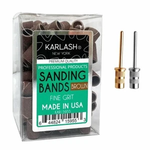 Karlash Professional Nail Sanding Bands Brown Fine Grit File + Free 2 Mandrel - Picture 1 of 7