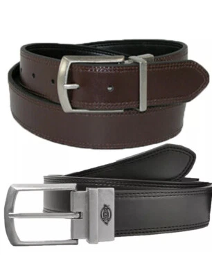 Cinturón de cuero reversible Dickies para hombre negro marrón plateado mate hebilla talla 40 Foto 1 de 3