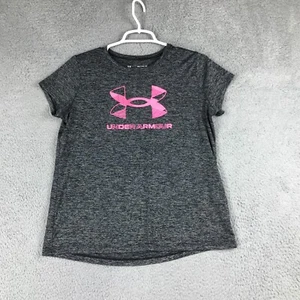 Under Armour Heat Gear Loose Fit Girls Short Sleeve Crew Neck Gray T Shirt YXL - Picture 1 of 8