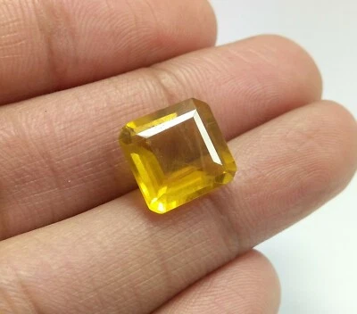 9.30 Ct Natural Gorgeous Faceted Yellow Fluorite Square Cut AAA Quality Gemstone - Image 1 of 4