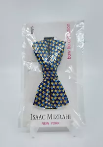 Isaac Mizrahi Silk Blue Gold Print Boys Collection Bow Tie NWT - Picture 1 of 2