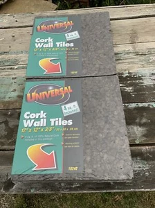 12 Square Feet Natural Cork Tiles 12”x12”x 3/8" Corkboard Mini Wall Dark - Picture 1 of 7