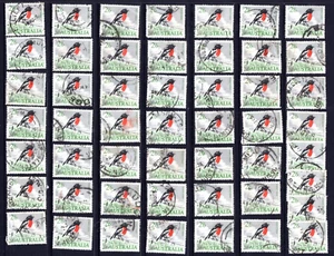 1964 2'6 Scarlet Robin Bird Australia BULK USED STAMP LOT (x 50)      - Picture 1 of 2