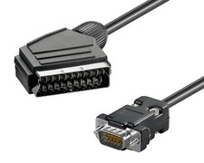 2m Premium Scart Ausgang zu 15pol. VGA Eingang Kabel AV PC TV TFT Plasma 50Hz