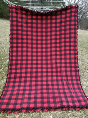 58x84 Tied Blanket Fleece Double Layer Buffalo Plaid Farmhouse Soft WARM NEW - Image 1 of 4