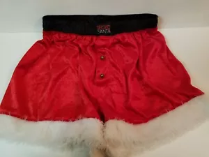 Mens Red Secret Santa Shorts Pajama Bottoms with Bells Faux Fur Trim Sz Small - Picture 1 of 2