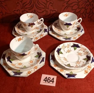 19th Century English Tea Trio Set - Antique Cups, Saucers & Side Plates 11 pcs - Picture 1 of 8