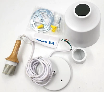 Kichler Danika 43682WH 白色单灯 5 英寸带迷你吊坠带木质口音 — 第 1/4 张图片