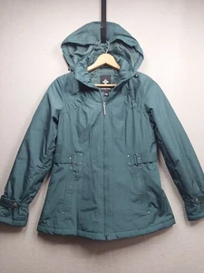 Weather Tamer Coat Womens Small Green Hooded Full Zip Jacket With Pockets - Picture 1 of 7