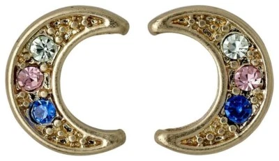 Pendientes con tachuelas de cristales de media luna enchapados en oro Peregrino de unos 7 mm  Foto 1 de 4