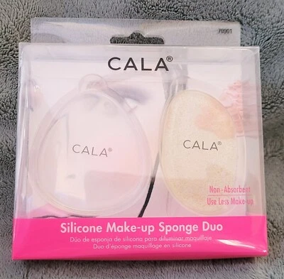 CALA силиконовый макияж губка прозрачный и золотой блестящий двойной набор #70901 основа инструменты - Изображение 1 из 4