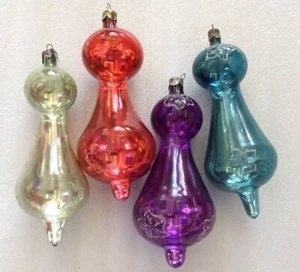 4 Vintage Russische UdSSR Glas Weihnachtsschmuck Weihnachtsdeko Alte Eiszapfen - Bild 1 von 5