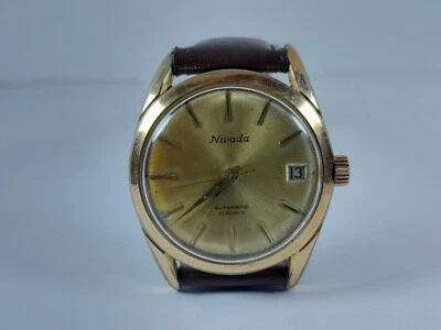 NIVADA AUTOMATIC 21 RUBIS RARE WRISTWATCH GOLD PLATED WORK WELL - Image 1 of 4