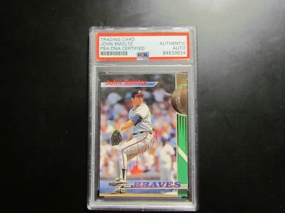 1993 Topps Stadium Club John Smoltz Signed Card PSA Encapsulated  - Image 1 of 4