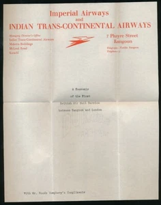 BURMA 1933 INDIA TRANSCONTINENTAL AIRWAYS LETTERHEAD 1st FLIGHT to MAYO IMPERIAL - Picture 1 of 4