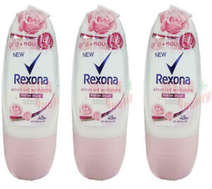 3 x Rexona Advanced Bight Light Fresh Rose Roll On 48Hr Anti-Perspirant 25ml