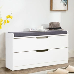Shoe Bench with Cushion Shoes Cabinet Rack Shoe Storage Orgainizer Entryway - Picture 1 of 8