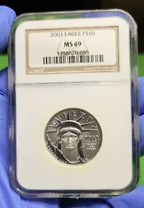 2003 American Eagle PLATINUM $50 BU Coin 1/2 ounce bullion NGC MS69 - Picture 1 of 2