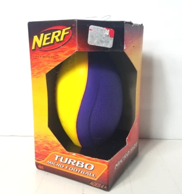 NERF Pro Shop Turbo Micro Football Yellow and Purple Hasbro 2004 New - Image 1 of 3