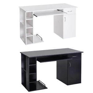 HOMCOM Scrivania Porta PC per Ufficio con Ripiano per Tastiera e Scaffale - Foto 1 di 21