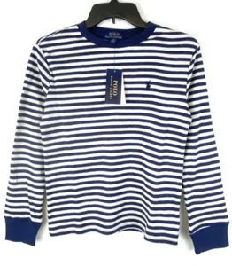 Polo Ralph Lauren Big Boy's S (8) Navy Striped Thermal Knit Tee Shirt New - Picture 1 of 3