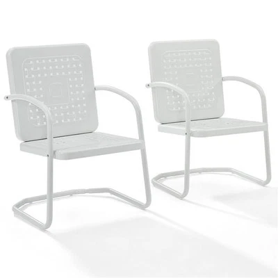Silla de patio de metal Crosley Furniture Bates en blanco (juego de 2) Foto 1 de 4