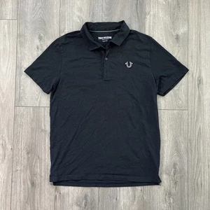 True Religion Mens M Polo Shirt Black Short Sleeve  - Picture 1 of 8