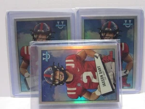 Lote de 3 quilates 2022 Panini University Bowman JAXSON DART REFRACTOR TARJETA DE NOVATO GIGANTES QB - Imagen 1 de 1