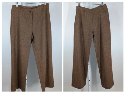 Max Mara выходные твидовая шерстяная смесь елочка твид широкие брюки Италия 32 29 - Изображение 1 из 4