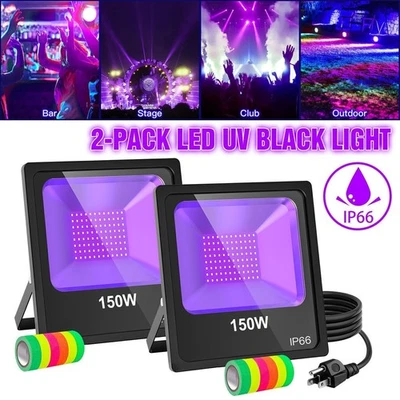 2 150W LED UV Black Light For Christmas Party Bar DJ Stage Waterproof Floodlight - Image 1 of 4