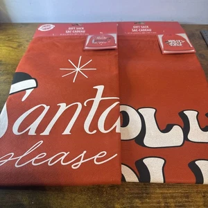 Weihnachten Geschenksack 2er Set Nikolaussack Weihnachtsdeko Stechpalme Jolly Santa Stop Here - Bild 1 von 8