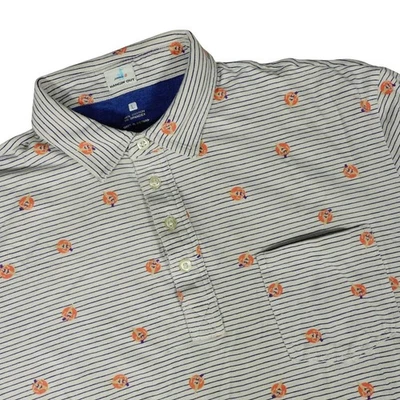 Johnnie-O Polo Shirt Men’s Armada Stripe White Bikini Girl Print Large - Image 1 of 4