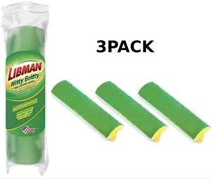 Libman Nitty Gritty Roller Mop Refills Head Replacement Green Yellow 3 Pack New - Picture 1 of 5