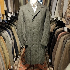 Abrigo de Colección Para Hombres 42R - 44R Años 50 Pesado Guisante Sobre Tweed Cuadros Lana Estilo Harris - Imagen 1 de 13