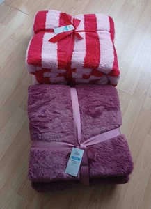 George Home Coperta Re Super Morbida Rosa Ecopelliccia o Righe 200x220cm - Foto 1 di 13