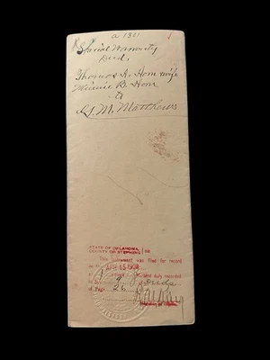 1906 Oklahoma Indian Territory Special Warranty Deed Comanche County Land Rare-2 - Image 1 of 3