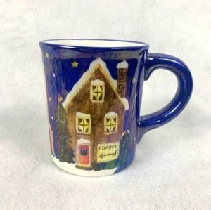 Keramik Kaffee Tee Becher von Cardinal Inc mit Winterdorf Szene blauer Henkel - Bild 1 von 7