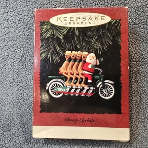 Hallmark Keepsake Cheery Cyclists Santa Bike adorno de Navidad 1994 - Imagen 1 de 7